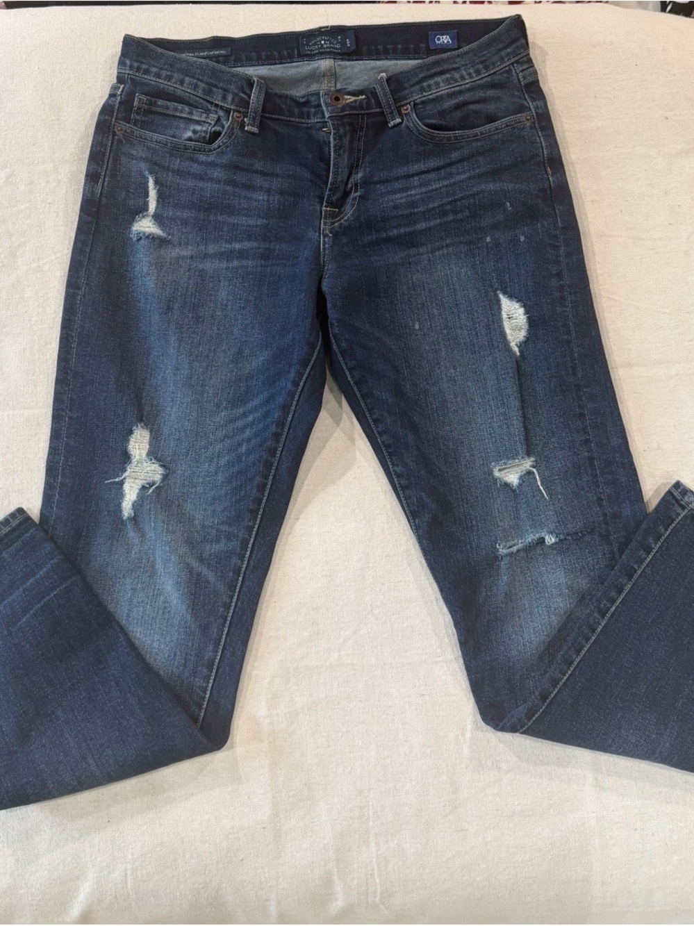Lucky Brand Men's Skinny Ripped Dark Blue Jeans - Picture 10 of 10